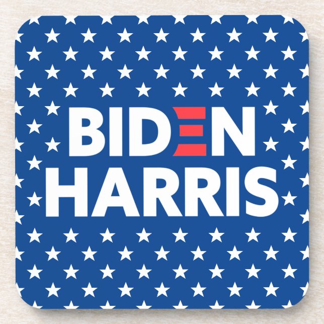 Dessous-de-verre Biden / Harris White Stars Motif Blue (Devant)