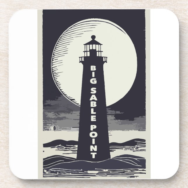 Dessous-de-verre Big Sable Point Michigan Lighthouse Moon (Devant)