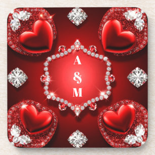 Dessous-de-verre Bijou Romance Cœur Rouge Diamant ❤️