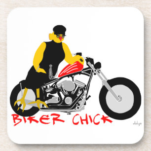 Dessous-de-verre BIKER CHICK assise sur sa moto