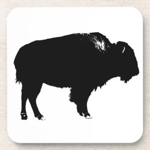 Dessous-de-verre Bison noir et blanc Silhouette Pop Art