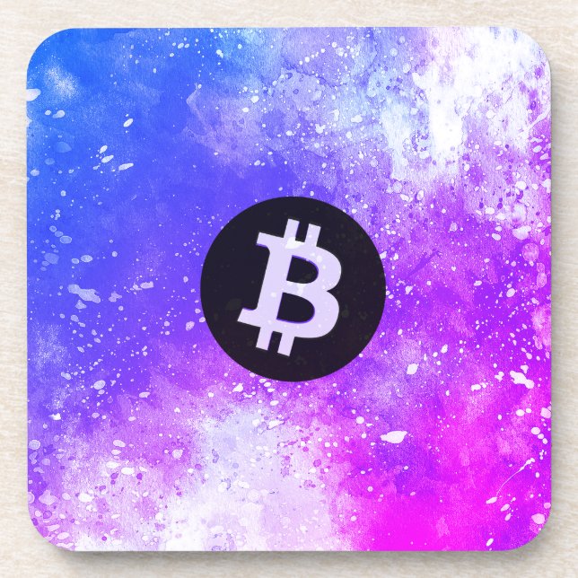 Dessous-de-verre Bitcoin Aquarelle (Style 2 - Miami) (Devant)