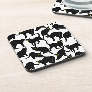Dessous-de-verre Black Cats on White