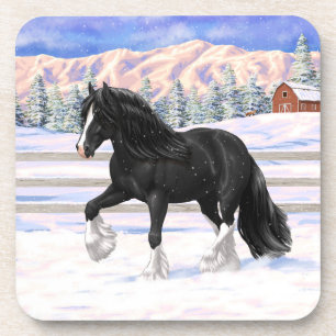 Dessous-de-verre Black Gypsy Vanner Irlandais Cob Brouillon Cheval