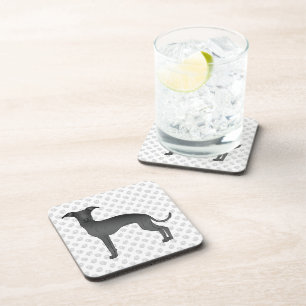 Dessous-de-verre Black Italien Greyhound Cute Cartoon Chien avec pa