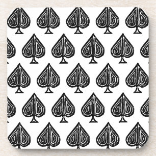 Dessous-de-verre Black Jouer Symbole de carte pique forme Lino coup