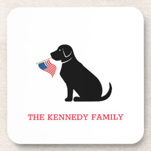 Dessous-de-verre Black Lab American Flag Nom de famille personnalis