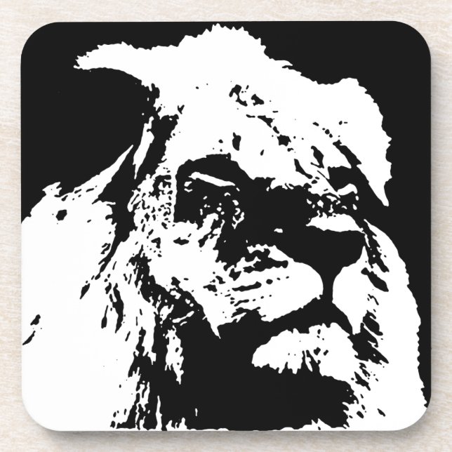 Dessous-de-verre Black & white lion pop art (Devant)