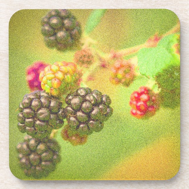 Dessous-de-verre "Blackberries Fruit Plante" Photo mignonne. Comman (Devant)