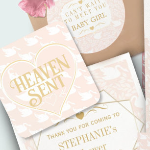 Dessous-de-verre Blanc rose vif cygne ciel envoyé Baby shower