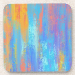 Dessous-de-verre Bleu Abstrait et orange