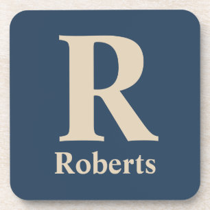 Dessous-de-verre Bleu Classique Et Vanille Initial/Premier/Nom De F