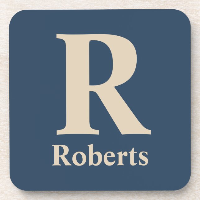 Dessous-de-verre Bleu Classique Et Vanille Initial/Premier/Nom De F (Devant)