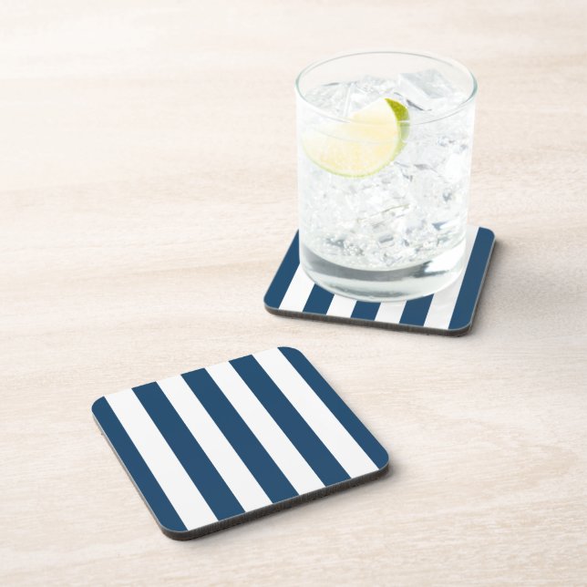 Dessous-de-verre Bleu de marine, Blancs, Motif rayé (Côté Droit)