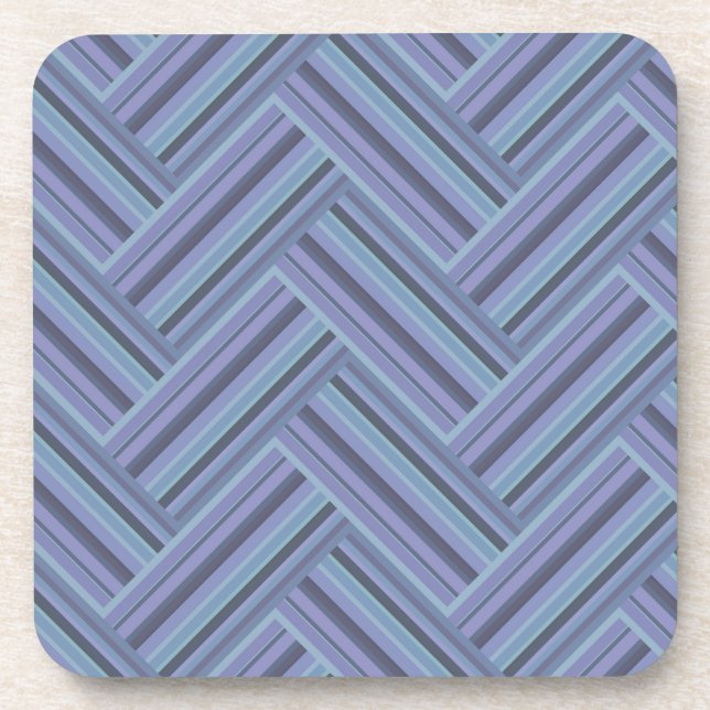 Dessous-de-verre Bleu gris rayures motif double tissage (Devant)