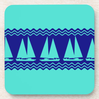 Dessous-de-verre Bleu Nautique Voilier Côtière Stripes