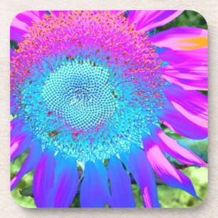 Dessous-de-verre Bleu rose rétro tournesol funky photo
