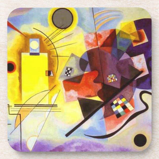 Dessous-de-verre Bleu rouge jaune Kandinsky peinture Abstraite (Devant)