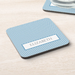 Dessous-de-verre Bleu Simple Chevron Beverage Coaster