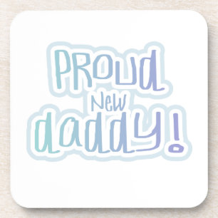 Dessous-de-verre Bleu Texte Fier Nouveau Daddy Cadeaux