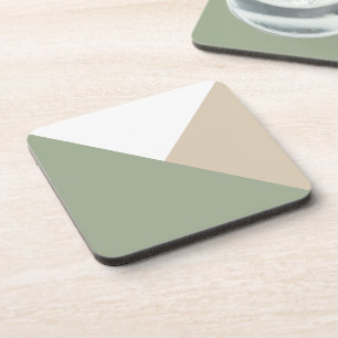 Dessous-de-verre Bloc de couleur moderne Triangles Sage Vert Beige