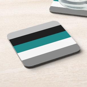 Dessous-de-verre Bloc de couleur Turquoise gris bleu noir