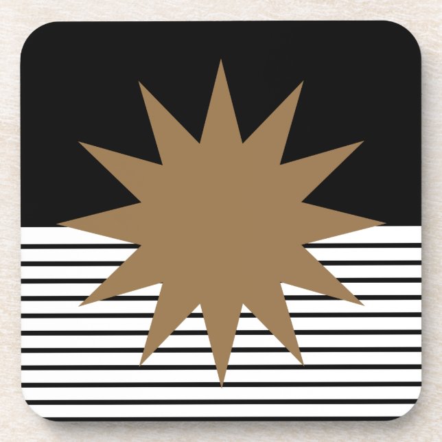 Dessous-de-verre Blocage noir blanc et soleil Brown (Devant)