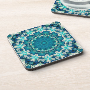 Dessous-de-verre Blue Aqua Mandala Rosette Retro Hippie