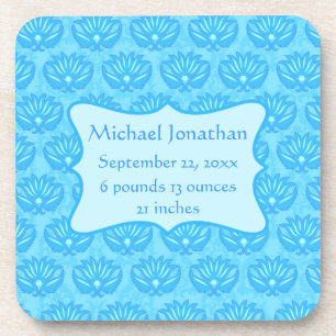 Dessous-de-verre Blue Damask Baby Boy Nom Personnalisé