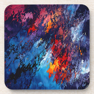 Dessous-de-verre Blue Ember Blue Rouge Art Abstrait contemporain