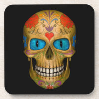 Blue Eyed Sugar Skull Zombie coasters (6)