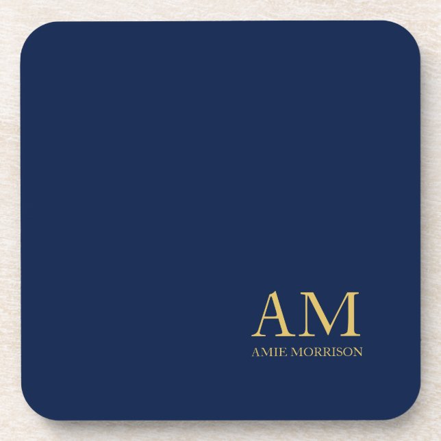 Dessous-de-verre Blue Gold Colours Professionnel Lettres initiales  (Devant)