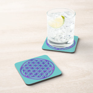 Dessous-de-verre Blume des Lebens / Fleur de vie   bleu rose