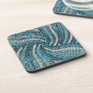 Dessous-de-verre bohème chic gris argenté bleu turquoise