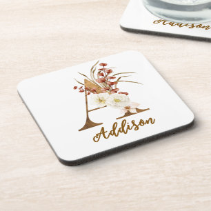 Dessous-de-verre Boho Floral lettre A Monogramme Mariage Faveur