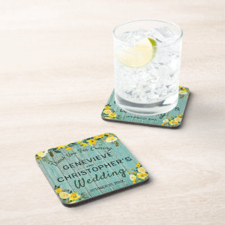 Dessous-de-verre Bois rustique Pays Jaune Floral Mariage extérieur