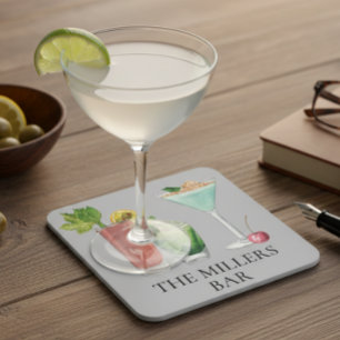 Dessous-de-verre Boissons aquarelle Bar à cocktails Personnalisées
