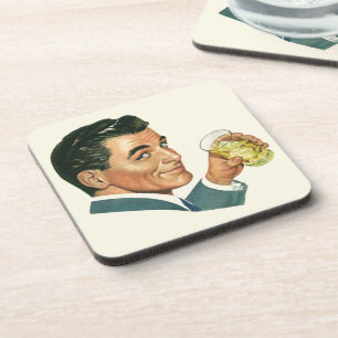 Dessous-de-verre Boissons Cocktails Vintage, Homme Buvant des Boiss