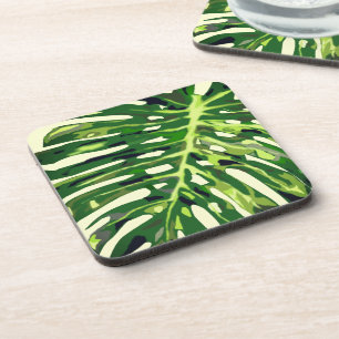 Dessous-de-verre Boissons de la feuille de Monstera Feuilles Vert