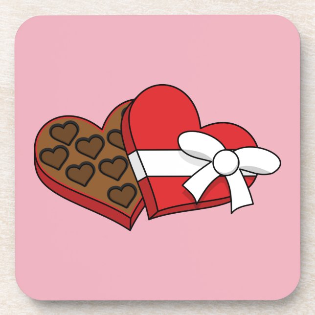 Dessous-de-verre Boîte à chocolat de coeur de la Saint-Valentin (Devant)