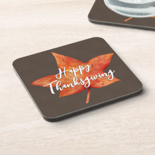 Dessous-de-verre Bon thanksgiving aquarelle automne feuille d'érabl