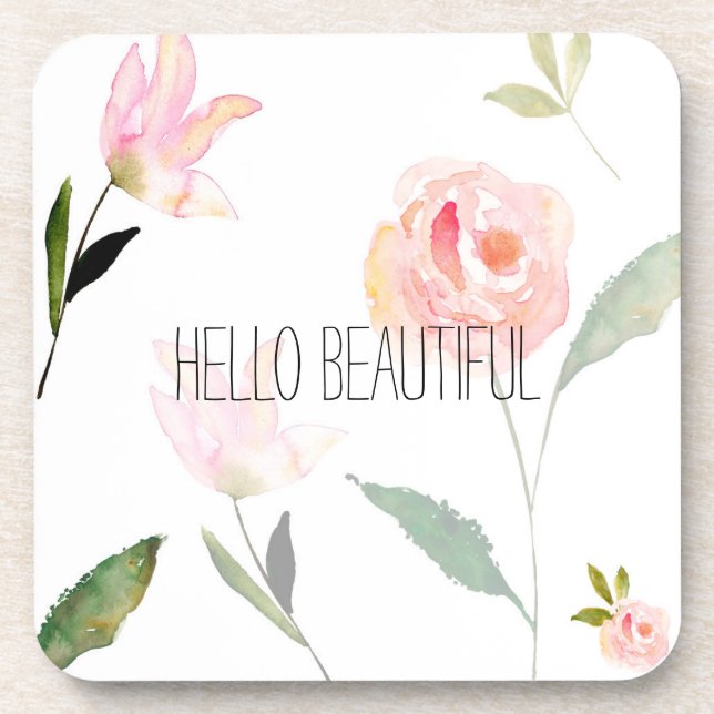 Dessous-de-verre Bonjour belle aquarelle florale (Devant)