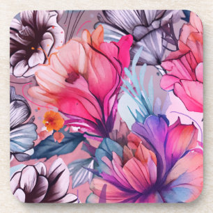 Dessous-de-verre Bonjour Printemps Heure du bonheur, Fleurs violett