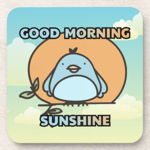 Dessous-de-verre Bonjour soleil brille oiseau mignon