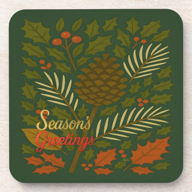 Dessous-de-verre Bonnes Fêtes d'automne et d'hiver (Devant)