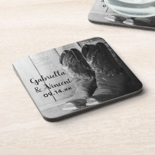 Dessous-de-verre Boots rustiques Cowboy Pays Mariage occidental