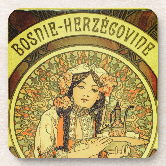 Dessous-de-verre Bosnie-Herzégovine par Alphonse Mucha 1900 (Devant)