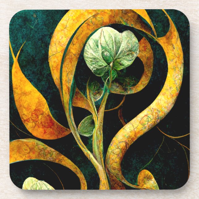 Dessous-de-verre Botanical Orchid Greens & Golds (Devant)