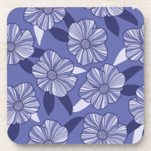 Dessous-de-verre Botanique Violet Floral Line Art