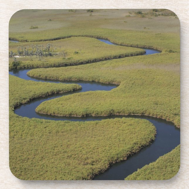 Dessous-de-verre Botswana, Afrique. Vue aérienne de la rivière Okav (Devant)